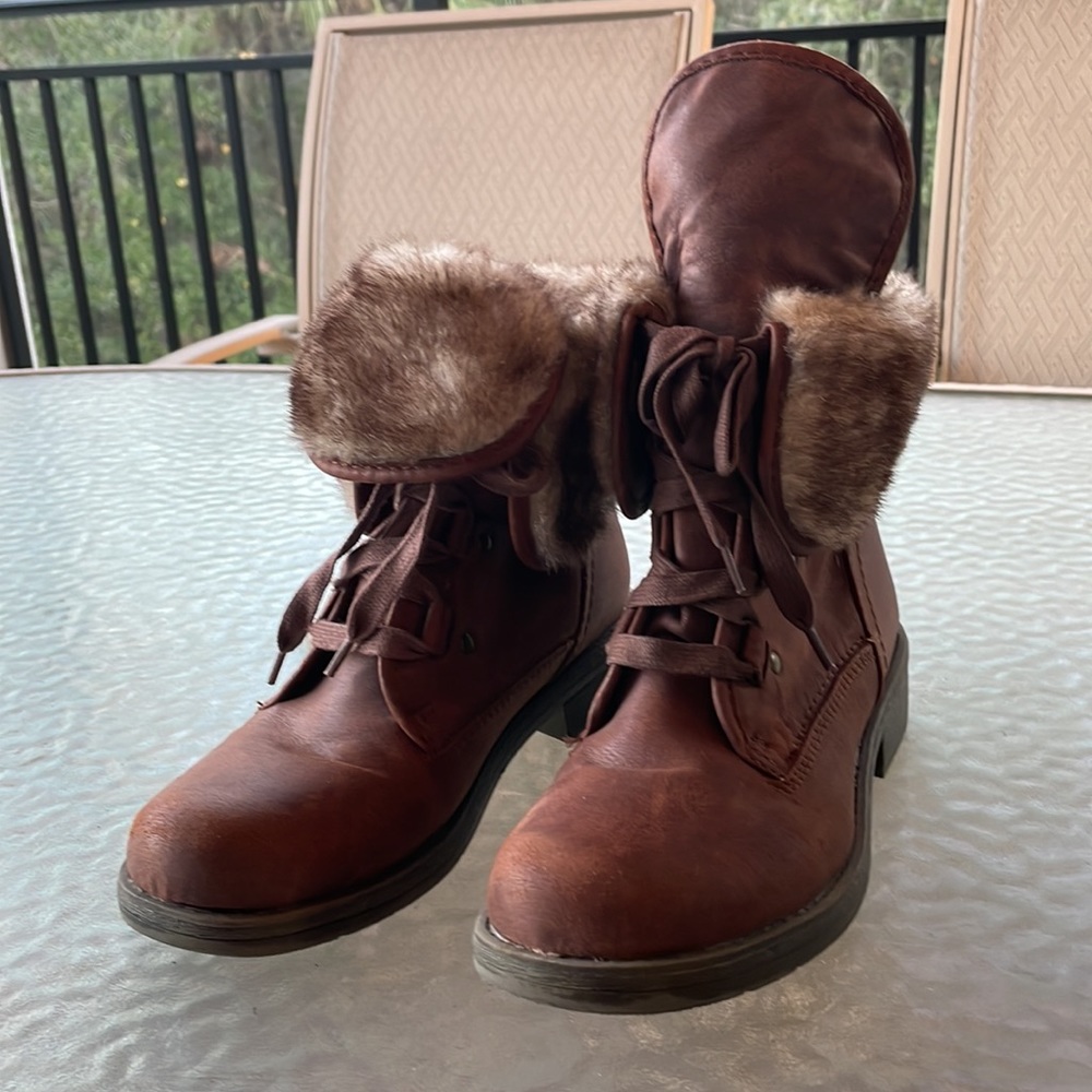 Faux Fur & Leather boots